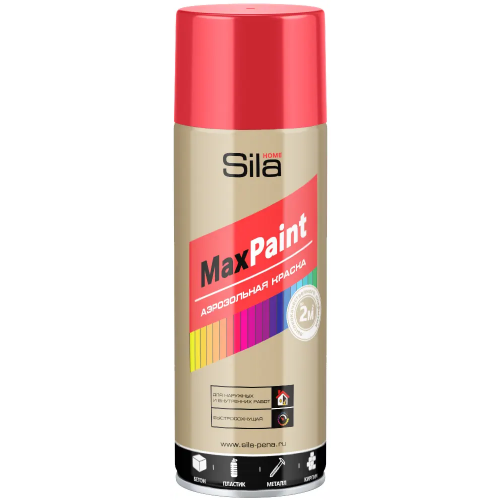 Аэрозольная краска для наружных и внутренних работ Sila Home Max Paint 520 мл красная RAL3020 от +5°C до +35°C