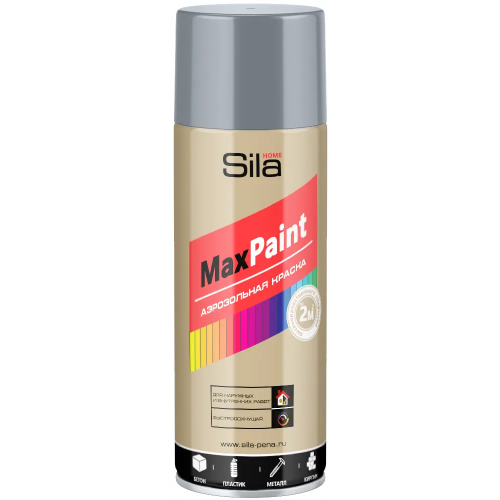 Аэрозольная краска для наружных и внутренних работ Sila Home Max Paint 520 мл серая RAL7040 глянцевая от +5°C до +35°C