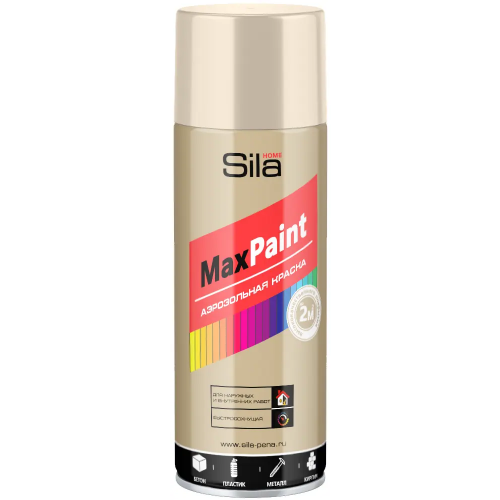 Аэрозольная краска для наружных и внутренних работ Sila Home Max Paint 520 мл слоновая кость RAL1015 глянцевая от +5°C до +35°C