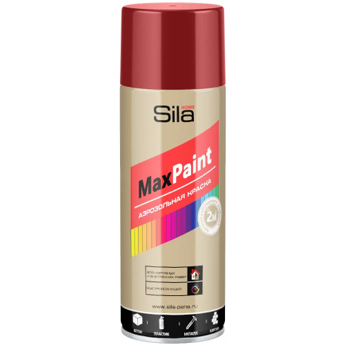 Аэрозольная краска для наружных и внутренних работ Sila Home Max Paint 520 мл вишневая RAL3003 от +5°C до +35°C
