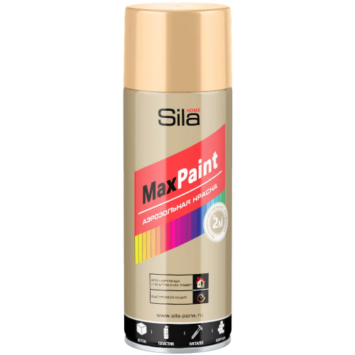 Аэрозольная краска для наружных и внутренних работ Sila Home Max Paint 520 мл латунь металлик от +5°C до +35°C
