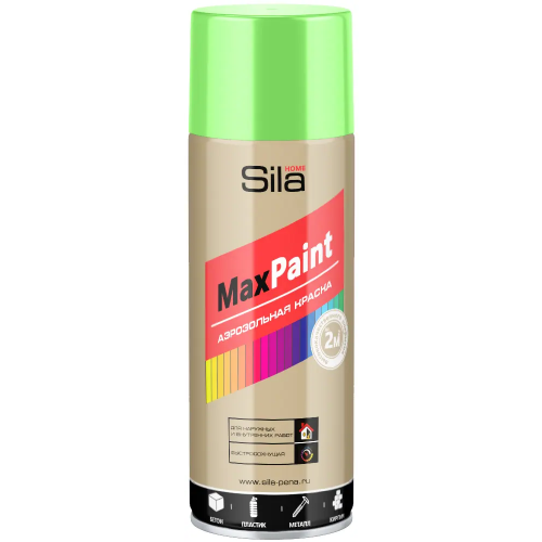 Аэрозольная краска для наружных и внутренних работ Sila Home Max Paint 520 мл зеленая флуоресцентная от +5°C до +35°C