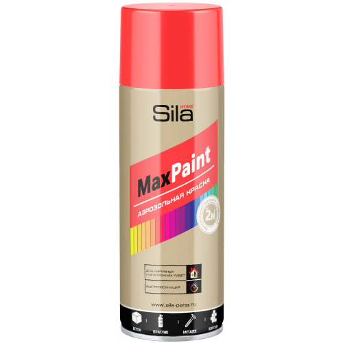 Аэрозольная краска для наружных и внутренних работ Sila Home Max Paint 520 мл красная флуоресцентная от +5°C до +35°C
