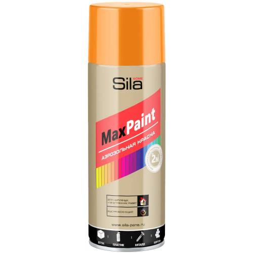 Аэрозольная краска для наружных и внутренних работ Sila Home Max Paint 520 мл оранжевая флуоресцентная от +5°C до +35°C