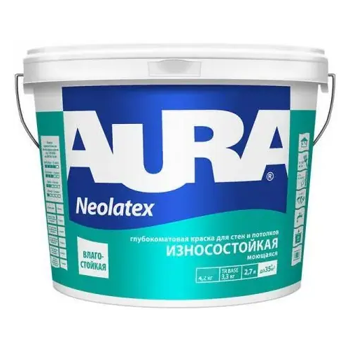 Интерьерная краска для стен и потолков Aura Аура Interior Neolatex 2.7 л белая