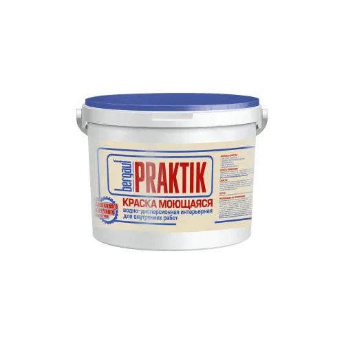 Краска моющаяся водно дисперсионная интерьерная Bergauf Praktik 7 кг белая
