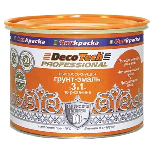 Грунт эмаль 3 в 1 по ржавчине быстросохнущая Decotech Professional 1.8 кг черная