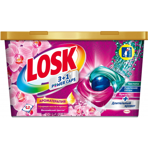 Капсулы для стирки Losk Ароматерапия Малазийский Цветок 12 капсул