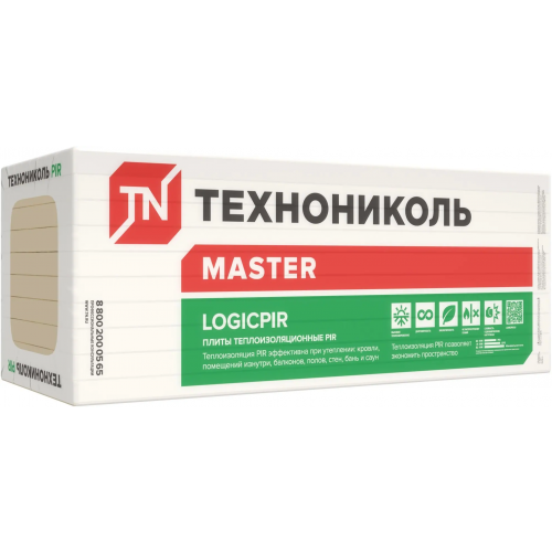 Плиты теплоизоляционные Технониколь Master Logicpir 1.2*1.2 м/100 мм фольга Ф фольга Ф Г1 6 плит Пассив: снят с производства