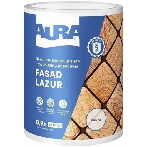Декоративно защитная лазурь для древесины Aura Аура Fasad Lazur 900 мл венге