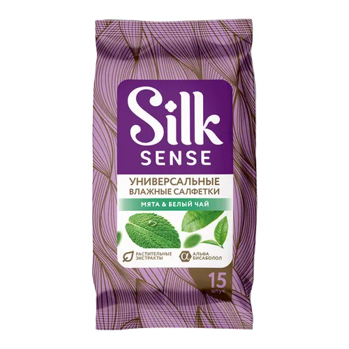 Салфетки влажные универсальные Ola! Silk Sense Белый Чай и Мята 15 салфеток в пачке