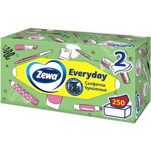 Салфетки бумажные Zewa Everyday 250 салфеток в коробке