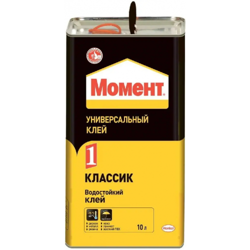 Универсальный водостойкий клей Момент Классик 1 10 л светло желтый 250 350 г/1 кв.м