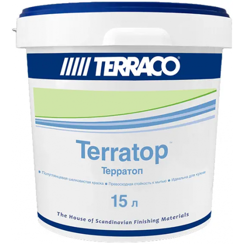 Краска акриловая с повышенной устойчивостью к загрязнениям Terraco Terratop 15 л белая