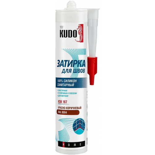Герметик затирка для швов силиконовый санитарный Kudo Home 280 мл красно коричневая