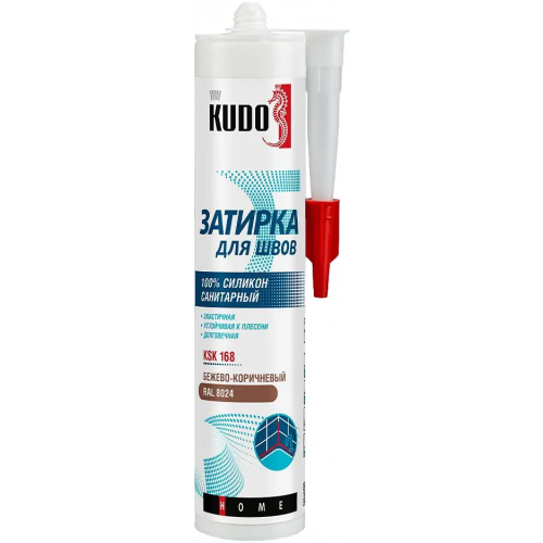 Герметик затирка для швов силиконовый санитарный Kudo Home 280 мл бежево коричневая