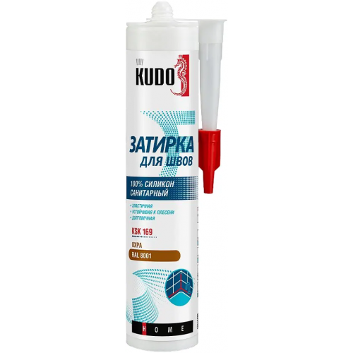 Герметик затирка для швов силиконовый санитарный Kudo Home 280 мл охра