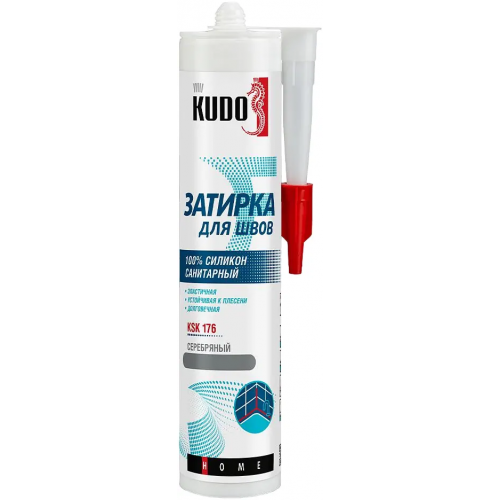 Герметик затирка для швов силиконовый санитарный Kudo Home 280 мл серебрянная