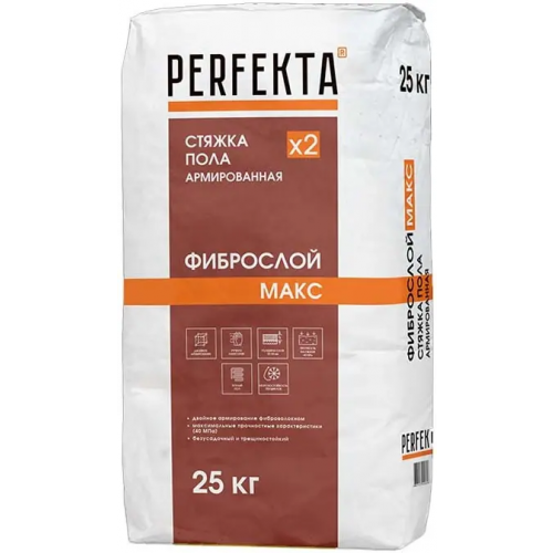 Стяжка пола армированная Perfekta Фиброслой Макс 25 кг