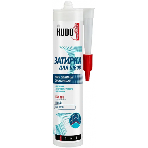 Герметик затирка для швов силиконовый санитарный Kudo Home 280 мл белая