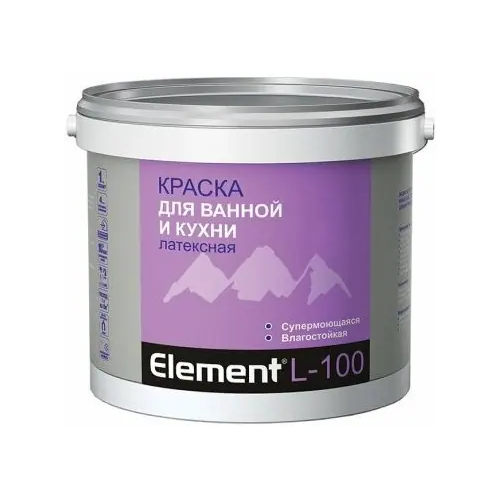 Краска для ванной и кухни латексная супермоющаяся Alpa Element L 100 1.8 л бесцветная