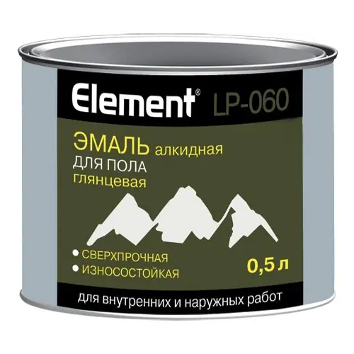 Эмаль алкидная для пола глянцевая сверхпрочная износостойкая Alpa Element LP 060 500 мл серая