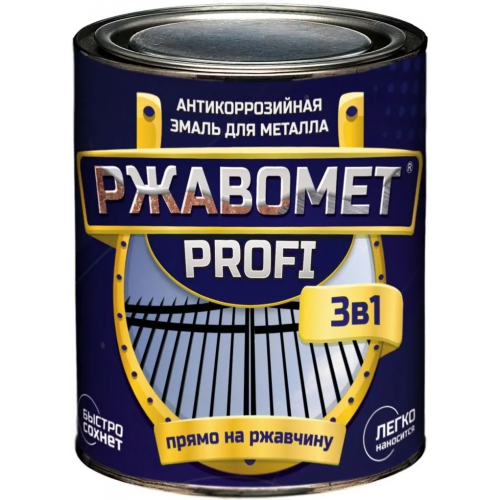 Антикоррозийная эмаль для металла 3 в 1 Краско Ржавомет Profi 900 г генцианово синий