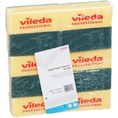 Губка для посуды набор Vileda Professional High Foam Scourer Strong 10 губок