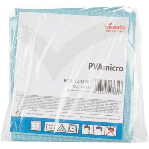 Салфетки из микрофибры универсальные Vileda Professional PVA micro 5 салфеток голубые