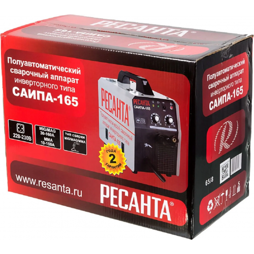 Сварочный аппарат инверторный полуавтоматический Ресанта САИПА 165 6200 Вт