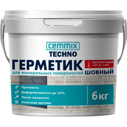 Герметик акриловый для минеральных поверхностей шовный Cemmix Techno 6 кг белый