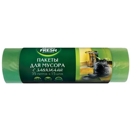 Пакеты для мусора с завязками Master Fresh 15 пакетов 35 л зеленые