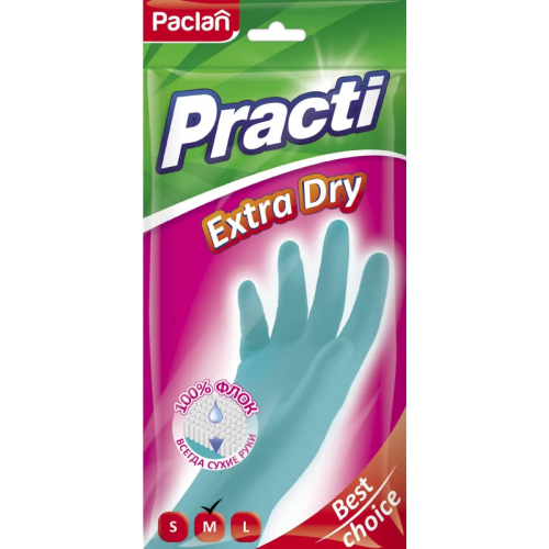 Перчатки резиновые Paclan Practi Extra Dry M тиффани
