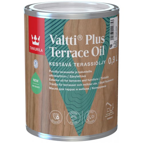 Атмосферостойкое масло для террас и садовой мебели Тиккурила Valtti Terrace Oil 900 мл база OP
