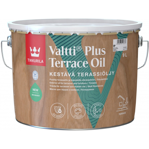 Атмосферостойкое масло для террас и садовой мебели Тиккурила Valtti Terrace Oil 9 л база OP