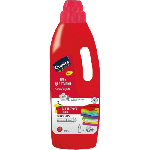 Гель для стирки цветного белья Qualita Care & Refresh с Экстрактом Хлопка 1 л 1 бутылка