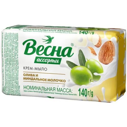 Крем мыло туалетное Весна Ассорти Олива и Миндальное Молочко 140 г