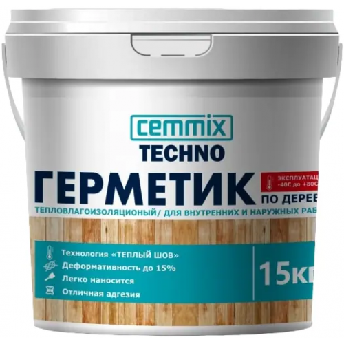Герметик акриловый для дерева Cemmix Techno Теплый Шов 15 кг медовый