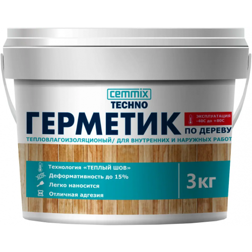 Герметик акриловый для дерева Cemmix Techno Теплый Шов 3 кг дуб