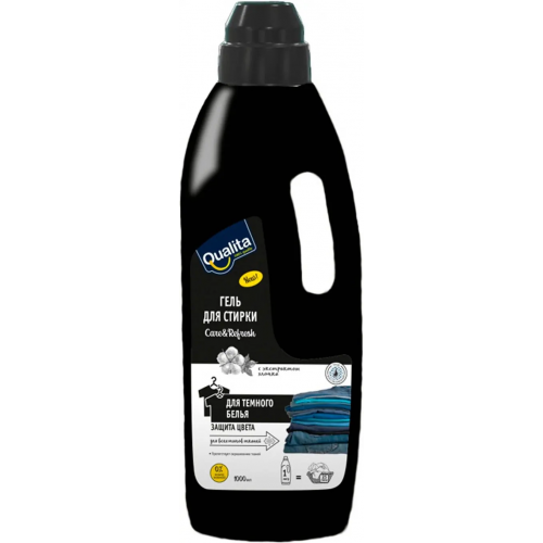 Гель для стирки темного белья Qualita Care & Refresh с Экстрактом Хлопка 1 л 6 бутылок