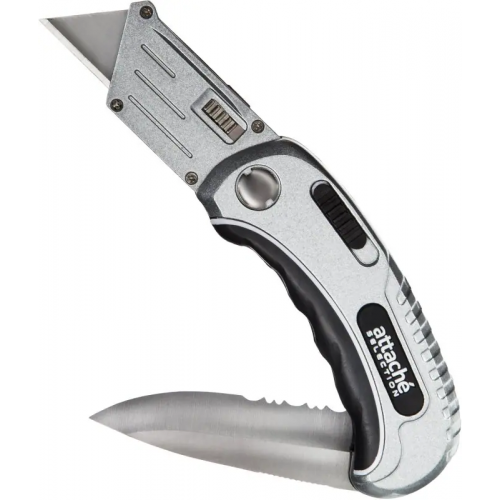 Нож многофункциональный 2 в 1 с трапецевидным лезвием Attache Selection Twin Blade Folding Cutter 104 мм