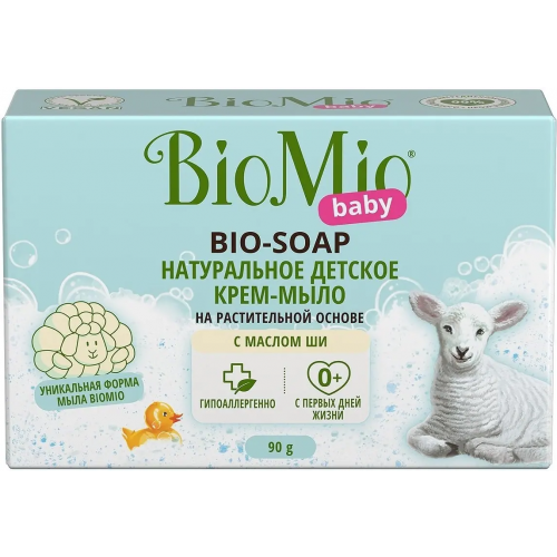 Крем мыло натуральное детское на растительной основе 0+ Biomio Baby Bio Soap с Маслом Ши 90 г