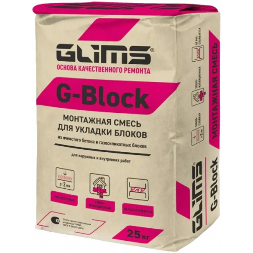 Монтажная смесь для укладки блоков Глимс G Block 25 кг