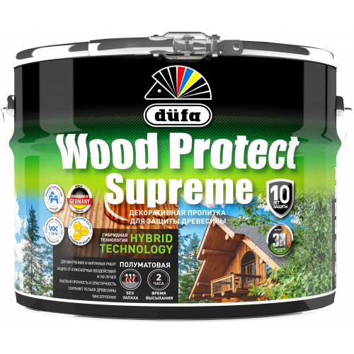 Пропитка декоративная для защиты древесины Dufa Wood Protect Supreme 9 л орех
