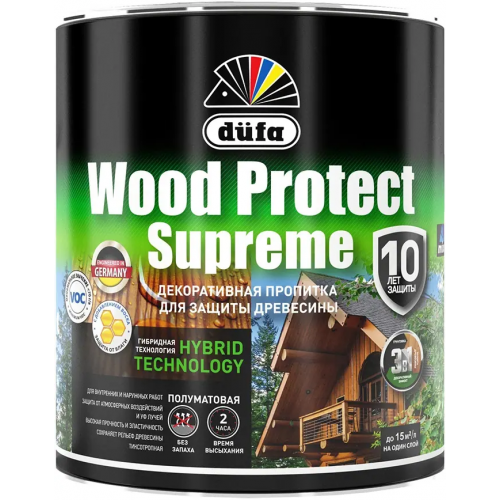 Пропитка декоративная для защиты древесины Dufa Wood Protect Supreme 750 мл тиковое дерево