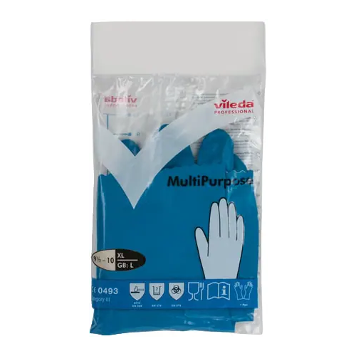 Перчатки резиновые латексные хлопковое напыление Vileda Professional Multi Purpose XL синие