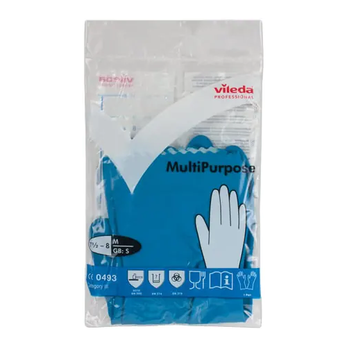 Перчатки резиновые латексные хлопковое напыление Vileda Professional Multi Purpose M синие