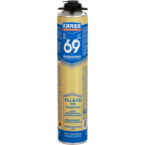 Монтажная пена с увеличенным выходом Krass Professional V69 890 мл зимняя
