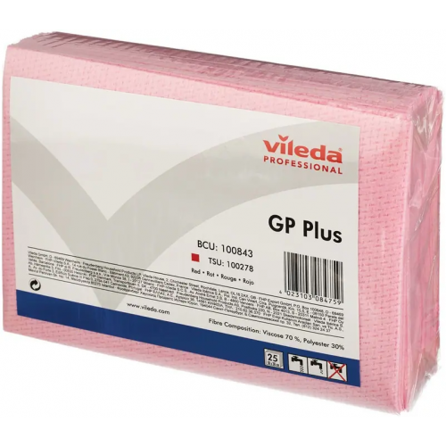 Салфетки для протирки поверхностей Vileda Professional GP Plus 25 салфеток красные