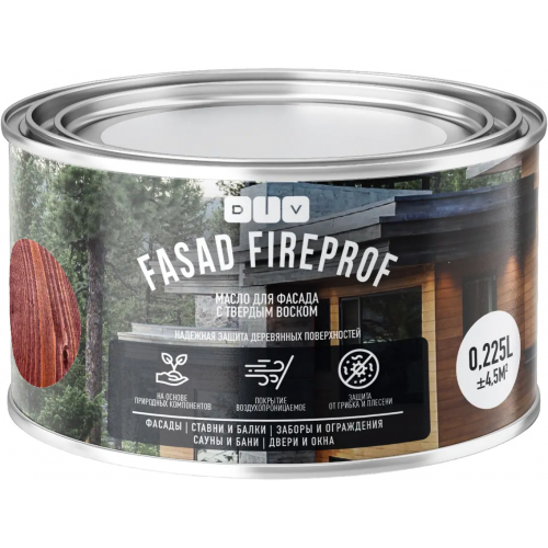 Масло для фасада с твердым воском DIV Fasad Fireprof 225 мл BL 0012